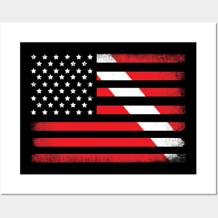 Scuba Diving American Flag Posters and Art